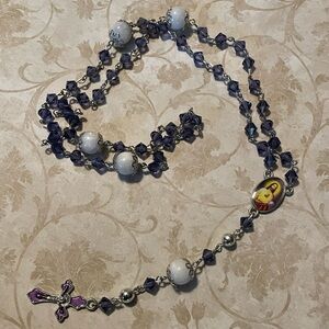 Purple Beaded Rosary Necklace